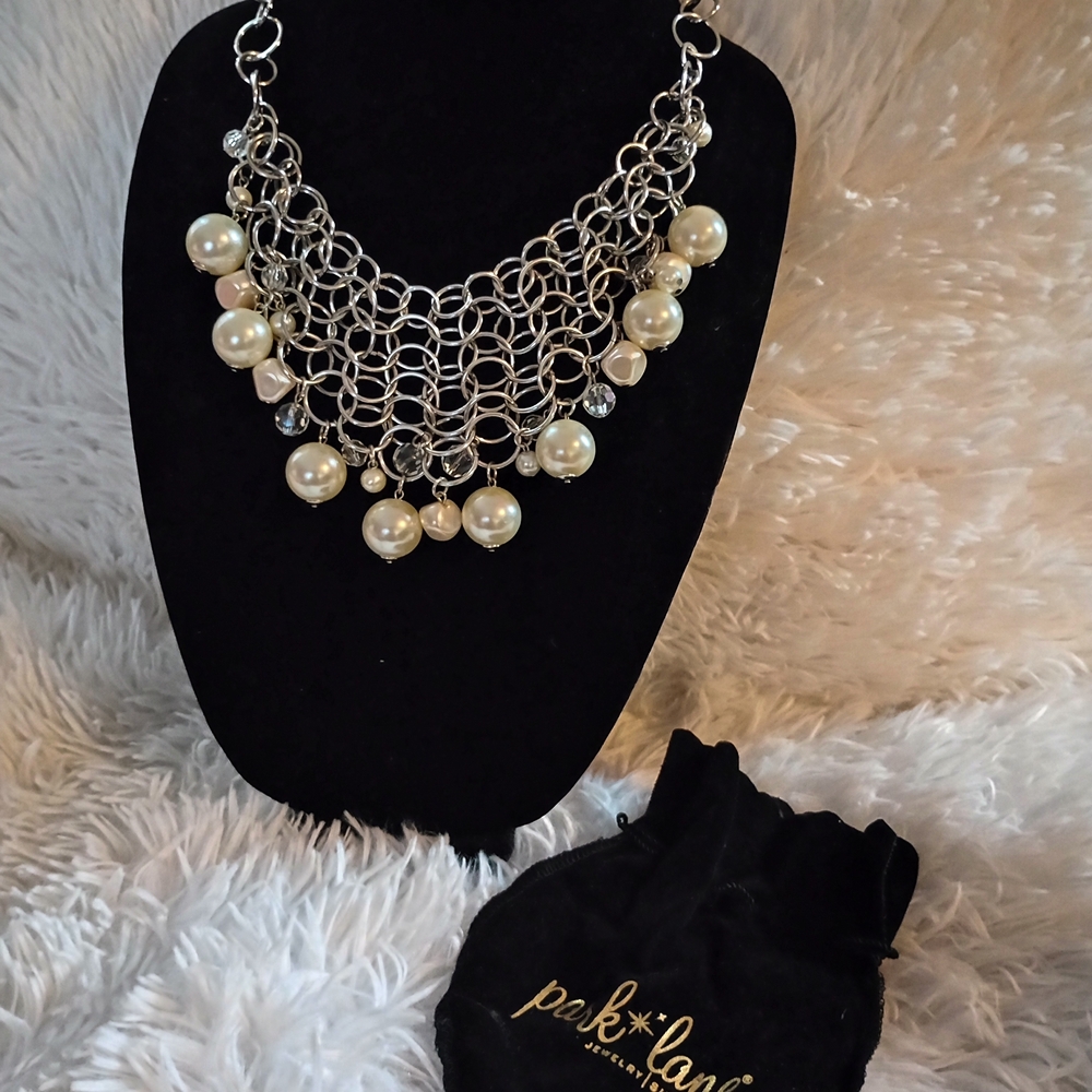 Park Lane Silver Necklace with Pearl Details
